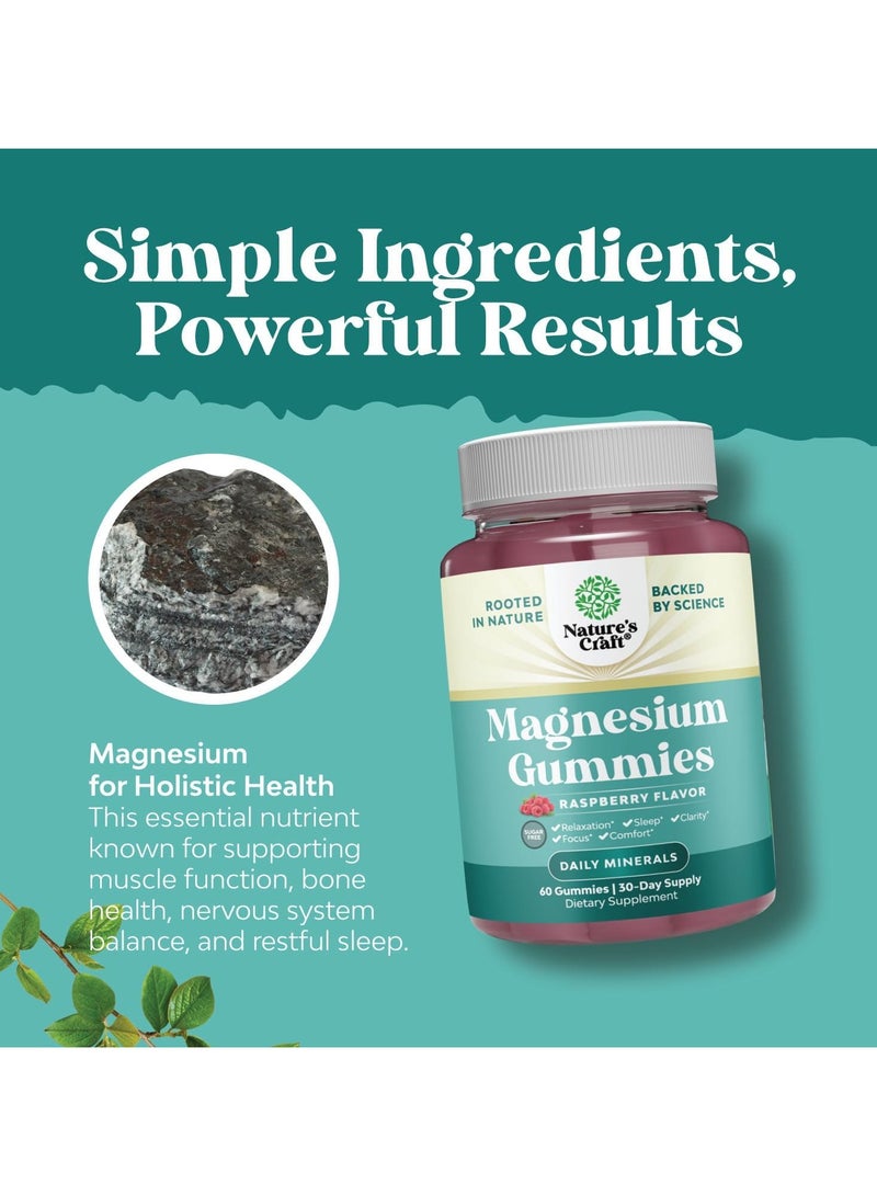 Natures Craft Magnesium Gummies, Raspberry Flavor, 60 Gummies - Image 3