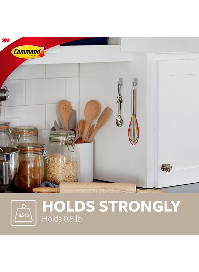 Command - Command 17031SS-4ES Stainless steel metal hooks, small, grey color.4 hooks and 5 strips/pack - Image 1