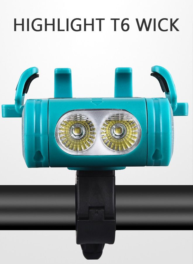 GROIC 5 in 1 Bicycle Light USB Rechargeable 2000mAh Waterproof Dual Bike Light Source Headlight with Power Bank Horn Phone Holder for Cycling Riding Road Mountain - Image 5