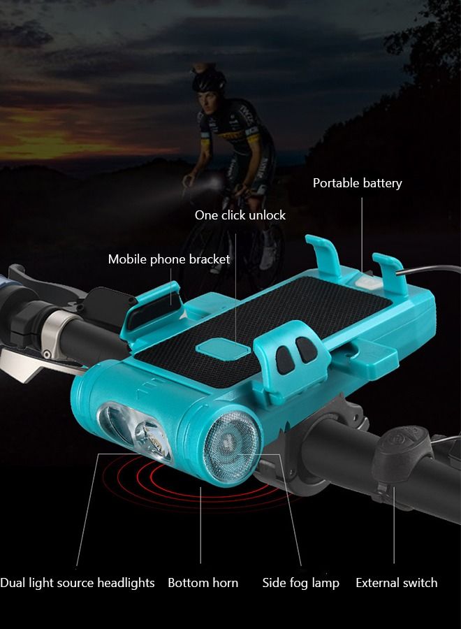 GROIC 5 in 1 Bicycle Light USB Rechargeable 2000mAh Waterproof Dual Bike Light Source Headlight with Power Bank Horn Phone Holder for Cycling Riding Road Mountain - Image 3