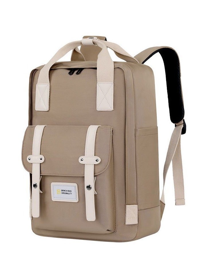 Backpack 15.6 Inch, School Laptop Backpack Unisex, Waterproof, Large Capacity, Durable Business Backpack, Organised Storage, Khaki
