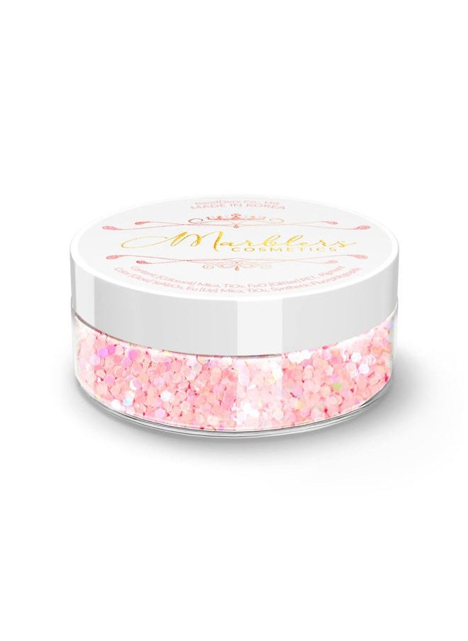 MARBLERS Mermaid Shaped Face & Body Glitter [Light Pink] 0.18oz (5g) | Chunky | Chopped | Flake | Non-Toxic | Vegan | Cruelty-Free | Festival, Rave & Party Makeup | Eye, Hair, Nail Polish, Eyeshadow  - Image 1