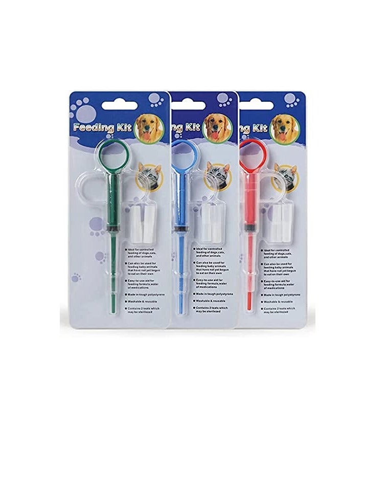 SUNSAR 3 Pieces Pet Medicine Feeder Pet Liquid Feeding Dispenser Feeding Tool with Soft Silicone Tip for Dogs Cats Birds Small Animals - Image 1