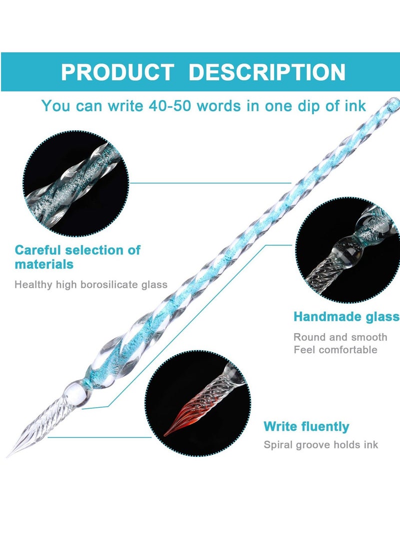 SYOSI Glass Dip Pens, 6 Handmade High Boron Glass Signature Pens Creative Inner Thread Elegant Crystal Signature Pens for Writing Drawing Decoration Business Gifts (6 Colors)  - Image 4