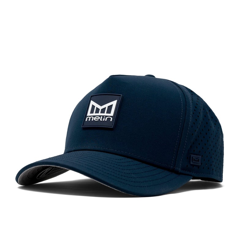 melin Odysea Stacked Hydro, Navy, Men's Performance Snapback Hats, Water-Resistant Fitted Baseball Caps for Men & Women, Golf, Running, or Workout Hat, Medium-Large - Image 1