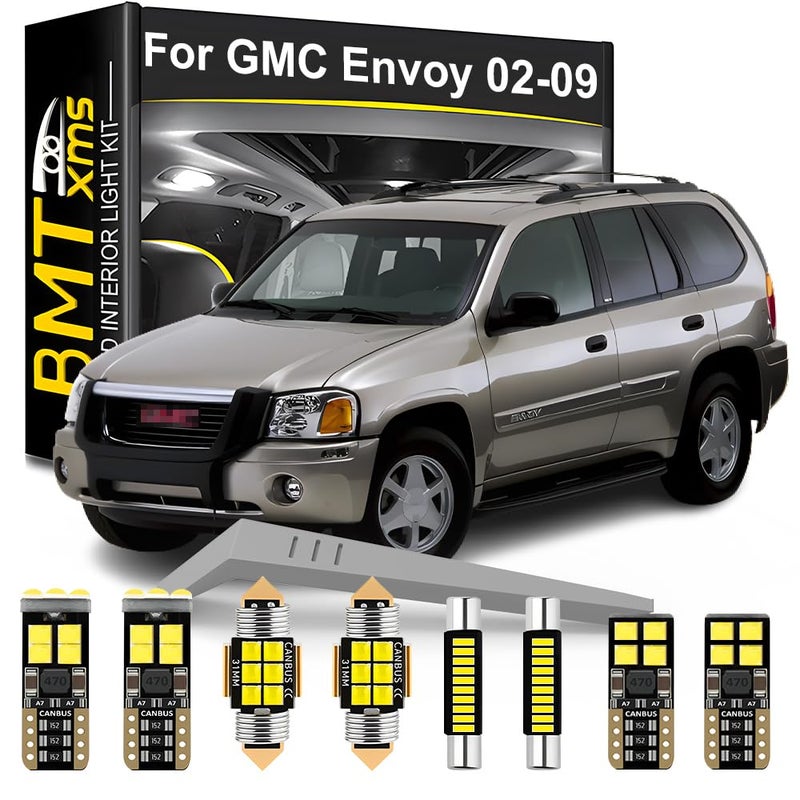 طقم إضاءة داخلية LED بديل لسيارة GMC Envoy 2002 2003 2004 2005 2006 2007 2008 2009 سوبر برايت 6000K أبيض