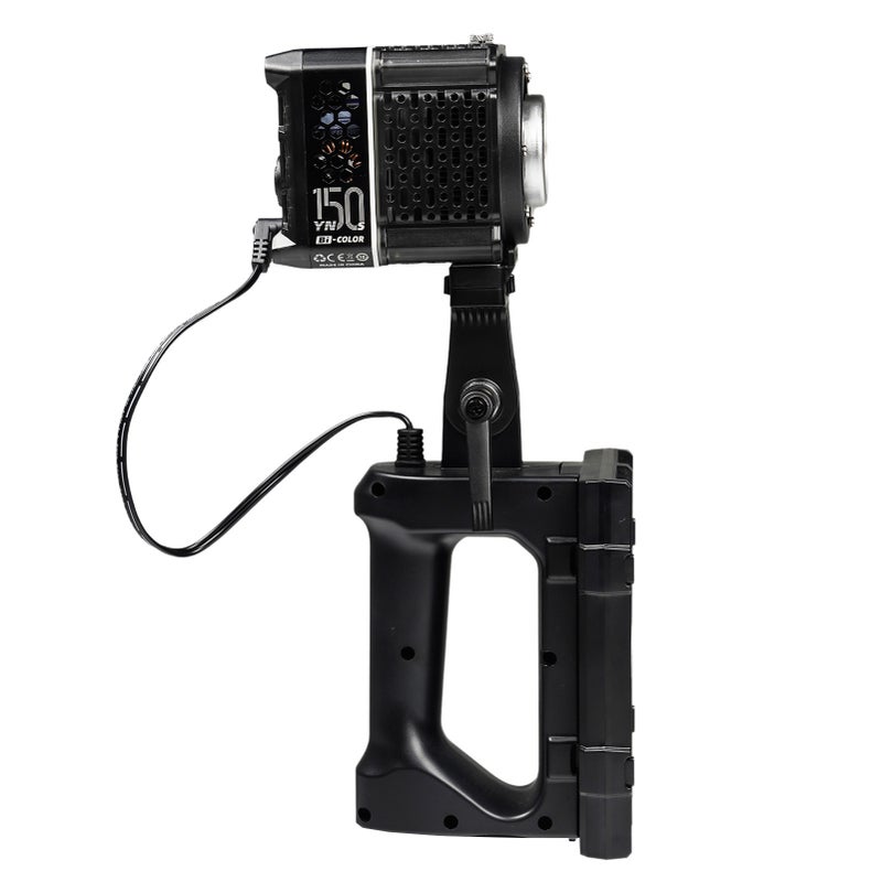 NP-F Battery Handle 4-Slot Black Ergonomic Design - Durable PC Material Battery Handle for YONGNUO YN150 YNLUX100 Pro YNLUX200 LED Video Lights - Image 4