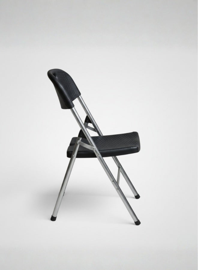 Marcolo Rattan Folding Chair – Foldable, Lightweight & Extra Sturdy (Black) - Image 2