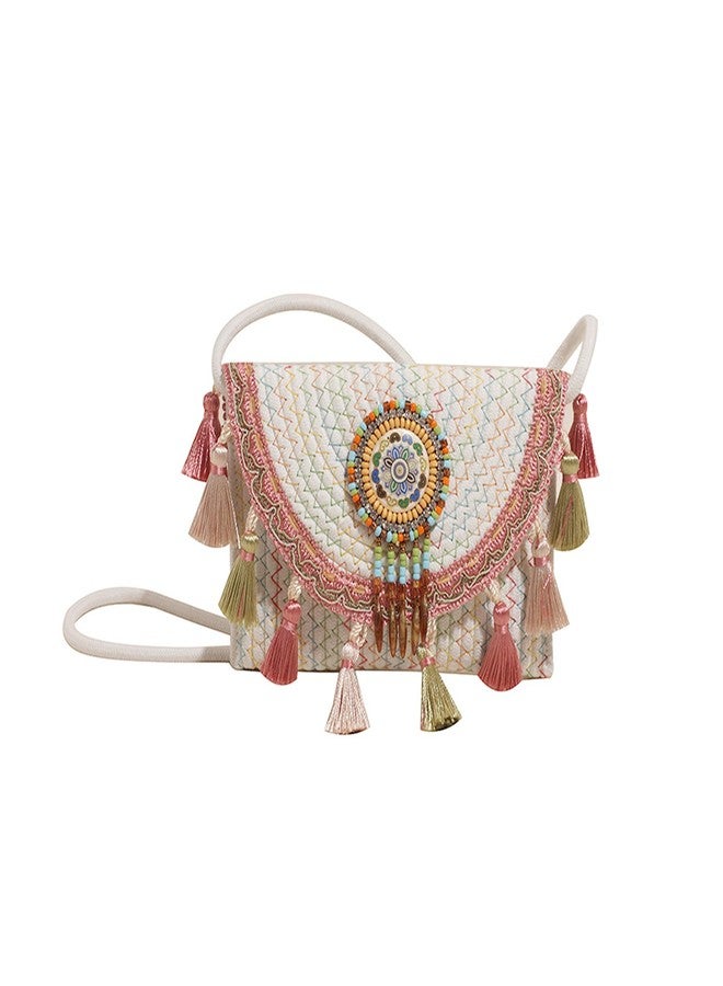 capasin Mandala Bohemian Knitted Envelope Purses Cute Boho Beach Woven Small Shoulder Bags for Women (White) - Image 1