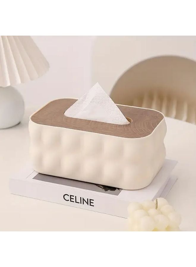 غطافة علبة المناديل المضادة للماء باللون البيج، تصميم بسيط على الطراز الاسكندنافي للمنزل وغرفة المعيشة - Image 1