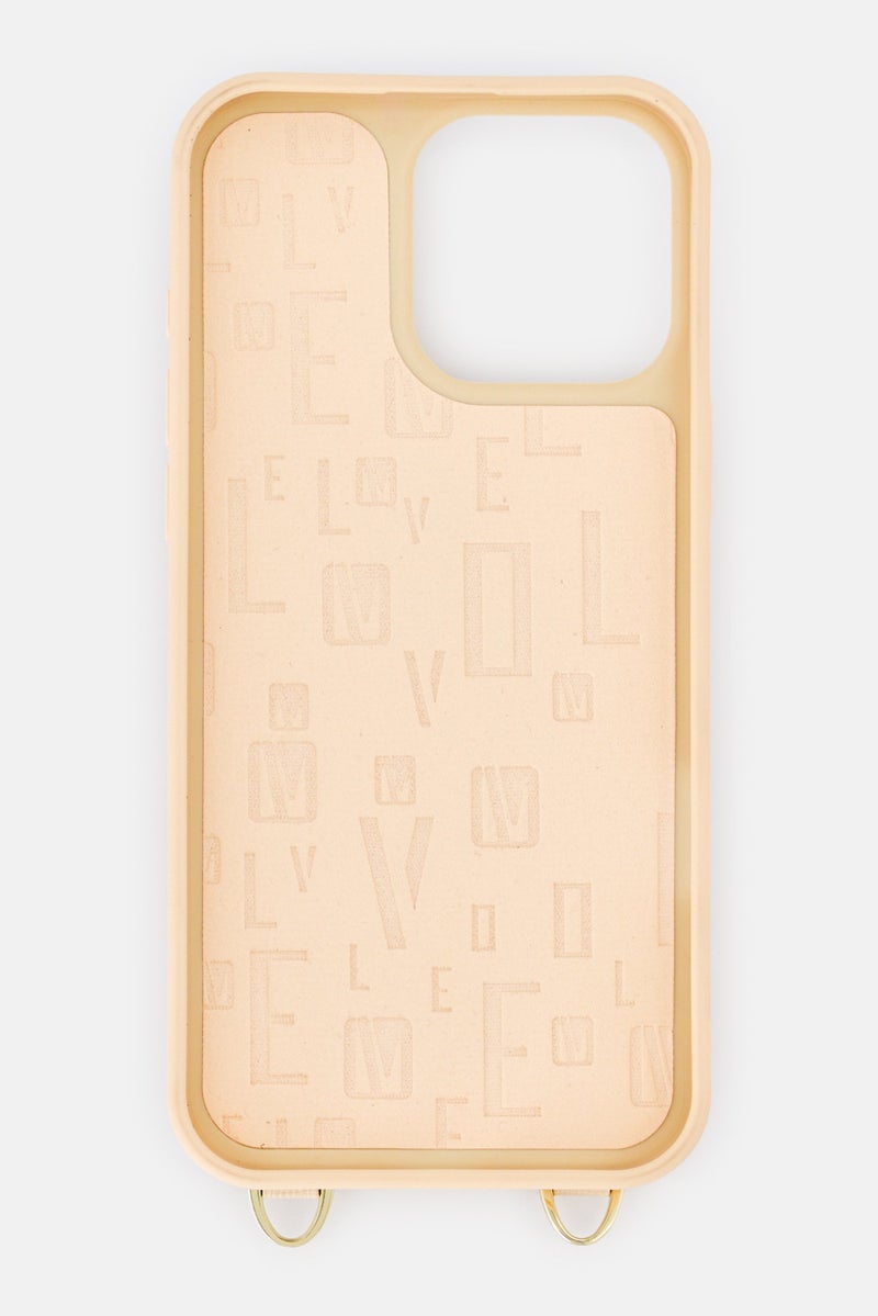 LEVELO iPhone 16 Pro Max Serena Leather 3 Card Slots Protective Case, Beige - Image 3