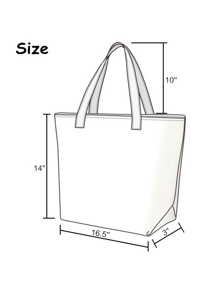 Excefore - Cat Canvas Tote Bag, Large Cute Tote Bag for Women with Zip, Cotton Reusable Shopping Bag with Pocket, Shopper Bag Cat Lovers Gift (white) - Image 1