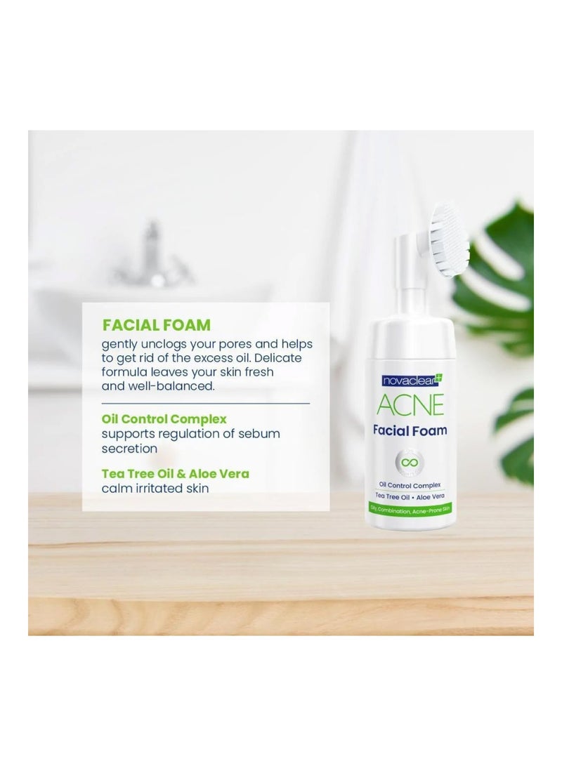 novaclear Acne Oil Control Facial Foam Cleanser For Oily, Acne-Prone and Combination Skin 100ml - Image 3