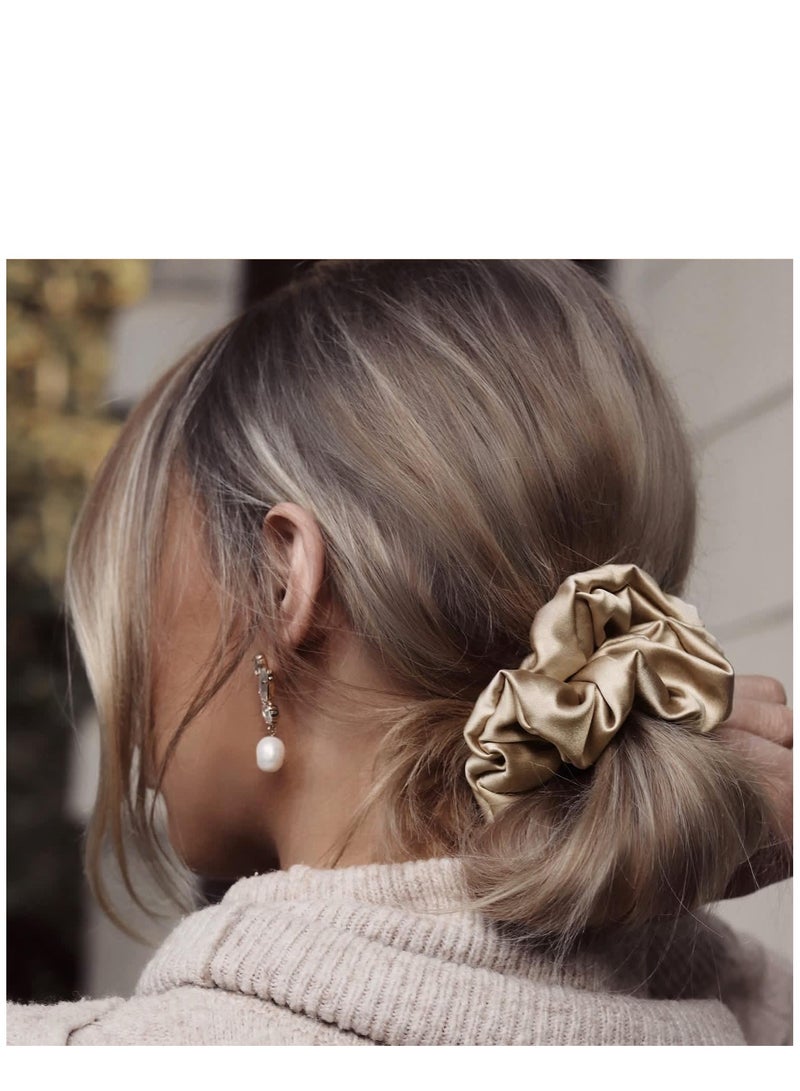 KASTWAVE Large Satin Hair Scrunchies for Women, 6PCS Leopard Silk Satin Ponytail Holder, Solid Color Elastic Hair Bands Scrunchy Hair Ties Ropes for Women Girls Ladies - Image 4