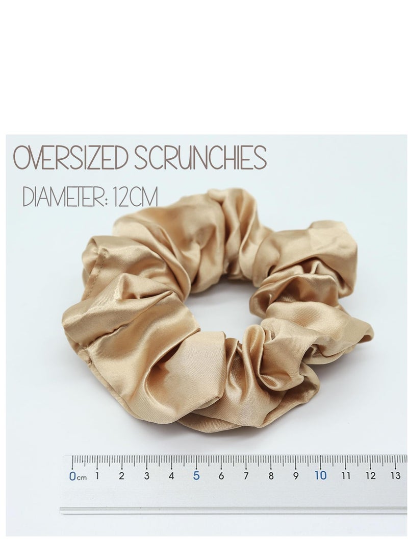 KASTWAVE Large Satin Hair Scrunchies for Women, 6PCS Leopard Silk Satin Ponytail Holder, Solid Color Elastic Hair Bands Scrunchy Hair Ties Ropes for Women Girls Ladies - Image 2