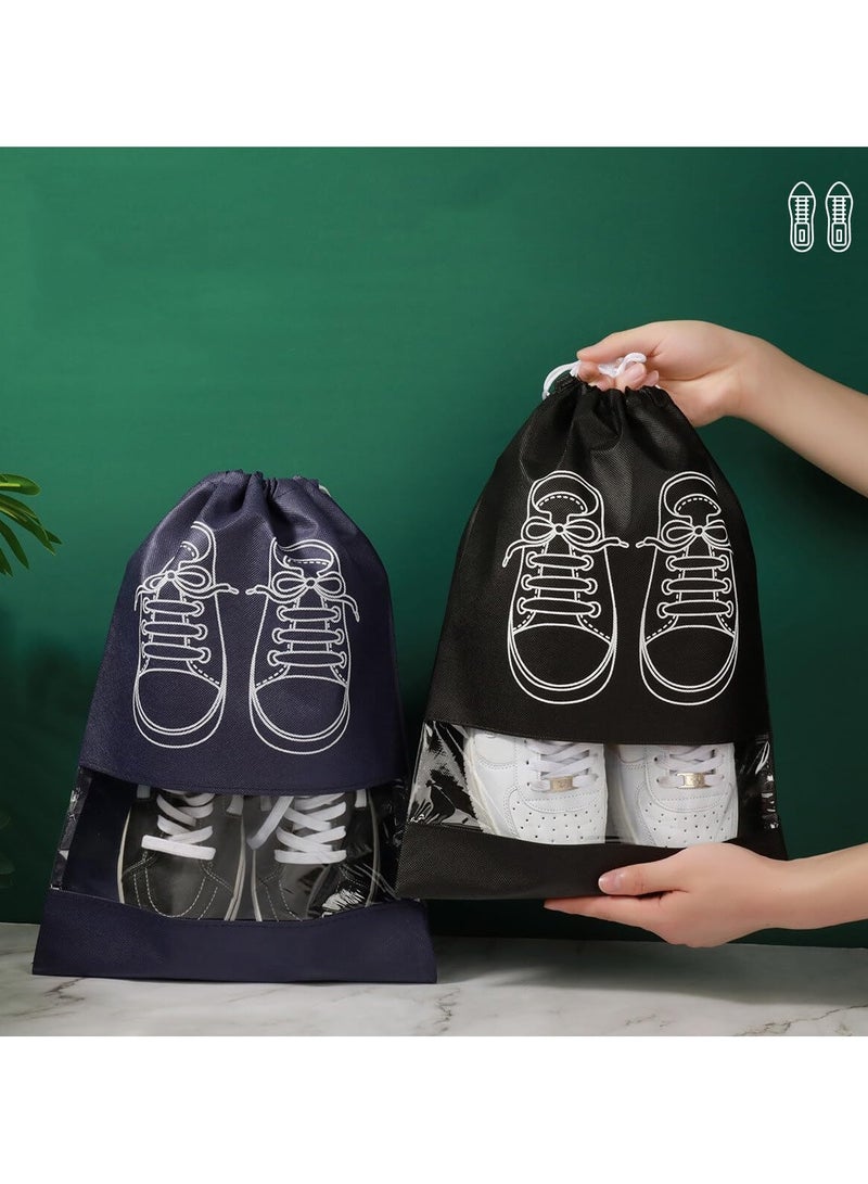 Portable Transparent Shoe Travel Bag Dust Proof Non Woven Fabric Storage Shoe Bags with Drawstring Home Shoes Storage Organizers for Men and Women  - Image 1