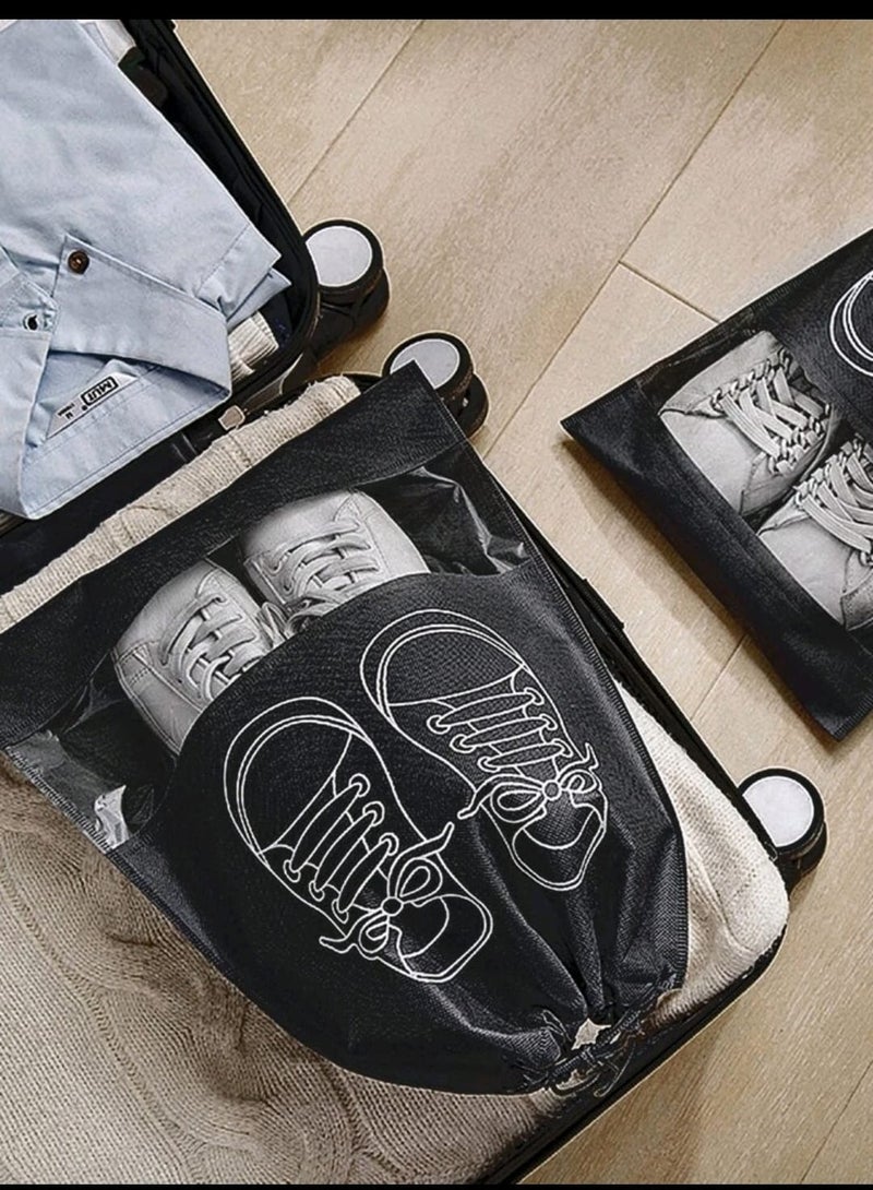 Portable Transparent Shoe Travel Bag Dust Proof Non Woven Fabric Storage Shoe Bags with Drawstring Home Shoes Storage Organizers for Men and Women  - Image 4
