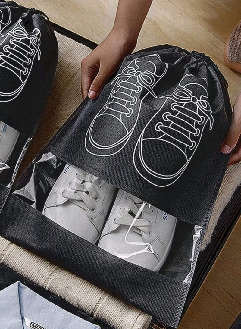 Portable Transparent Shoe Travel Bag Dust Proof Non Woven Fabric Storage Shoe Bags with Drawstring Home Shoes Storage Organizers for Men and Women  - Image 5