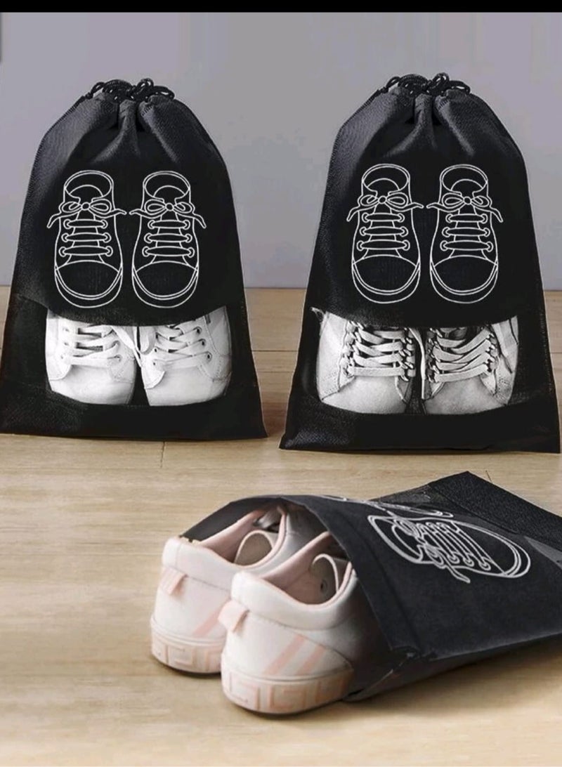Portable Transparent Shoe Travel Bag Dust Proof Non Woven Fabric Storage Shoe Bags with Drawstring Home Shoes Storage Organizers for Men and Women  - Image 3
