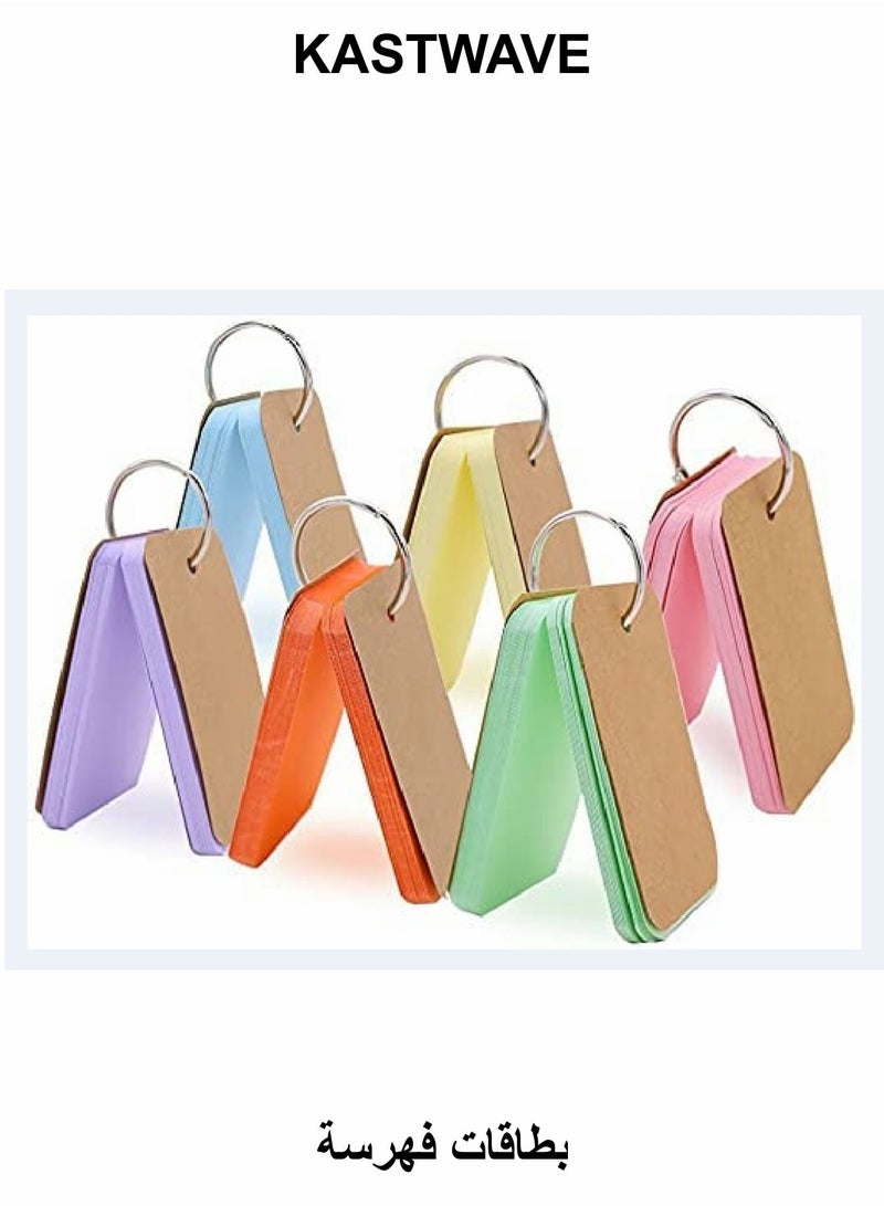 KASTWAVE Multicolor Paper Binder Ring Easy Flip Flash Card Study Cards/Memo Scratch Pads/Bookmark/DIY Greeting Card/Index Card Stock/Note Card 300 Pieces 2 x 3.5 Inches - Image 1