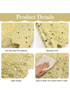 HASTHIP HASTHIP® 6pcs Golden Daisy Placemats Floral Embossing Dinning Table Placemats PVC Grease-Proof Decorative Placemats Multipurpose Placemat for Party, Festival, Gathering  - Image 3