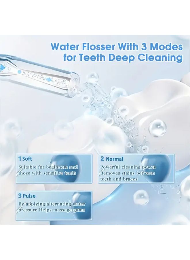 White Portable Electric Dental Flosser USB Rechargeable Water Flosser 4 Nozzles - Image 3