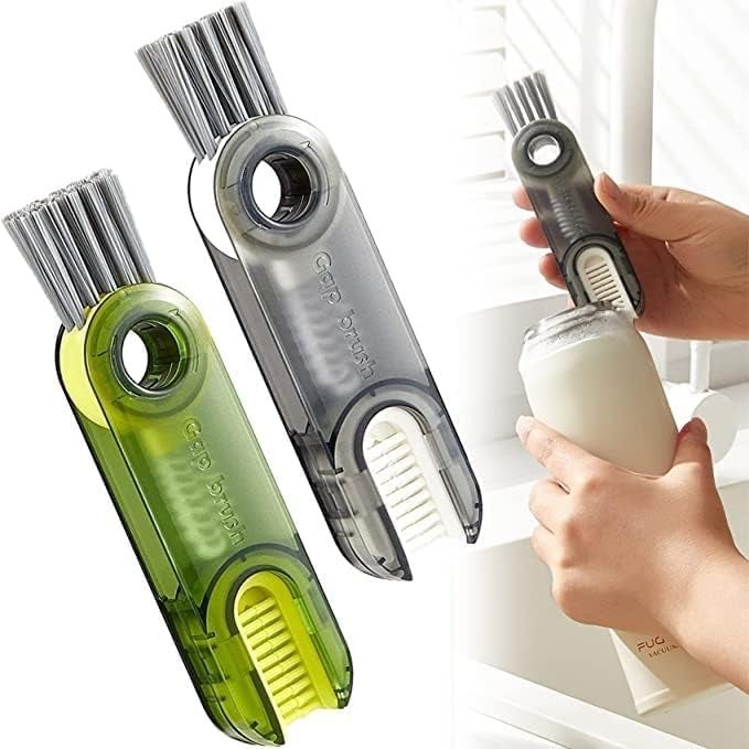 PINAKPANI PINAKPANI 3 in 1 Multi Functional Cleaning BrushBottle Washing Tool SetCleaner for Bottle Cup Cover Crevice Feeding Nozzle Kitchen Cleaning Tools MulticolorPack of 2  - Image 1