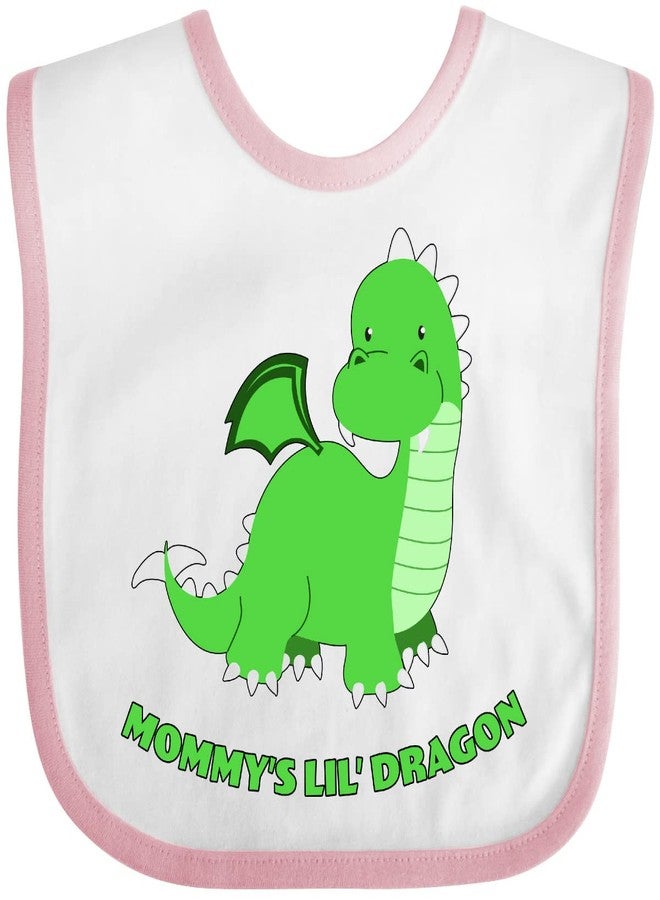 inktastic Mommy's Lil' Dragon Baby Bib White and Pink 27b61 - Image 1