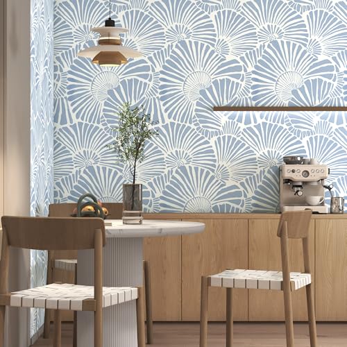 Theper White and Blue Wallpaper Peel and Stick Wallpaper Boho 17.3"×197" Modern Wallpaper Self Adhesive Removable Wall Paper for Bedroom Blue Contact Paper for Cabinets Drawers Shelf Home Decor Vinyl Film - Image 4