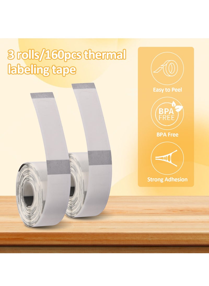Generic 3 Rolls Label Maker Tape, 160 Tapes/Roll White Self-Adhesive Label Tape, Thermal Label Printing Paper, 12x40mm, Printer Sticker Labeling Tape for D11 D110 D101  - Image 5