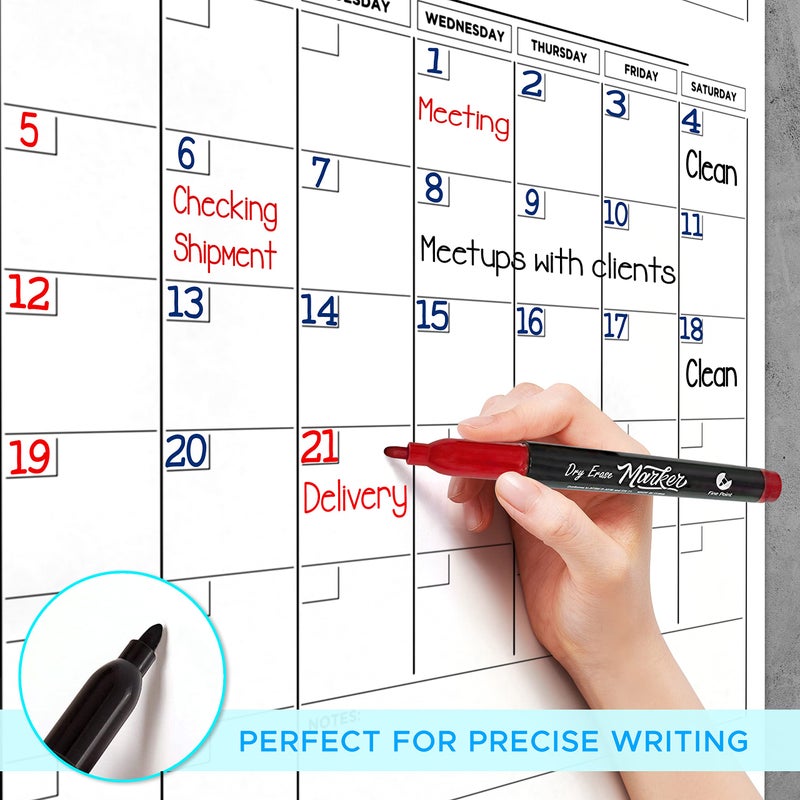 Scribbledo Large 36"x48" White Board Calendar for Wall 12 Month Planner Board Big Dry Erase Wall Calendar Monthly Large Includes 6 Markers Eraser Push Pins & Mounting Tape - Image 5