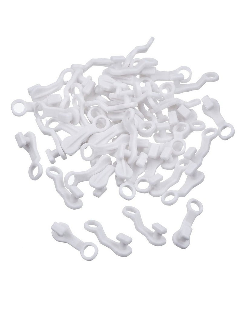 SYOSI 100 Pcs Curtain Hooks Plastic White Gliders Shower Curtain Hooks Rings Shower Curtain Rings and Hooks for Smooth and Easy Curtain Shower Curtain Opening and Closing 2.7x0.8cm White - Image 2