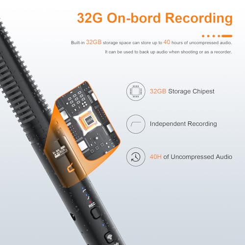 COMICA VM40 Shotgun Microphone with Wireless Modes, 48kHz/32-bit, 32GB Storage, Safety Audio Track, Super Cardioid Camera Mic for Filmmakers, Vloggers - Wireless Mic for Camera, Smartphone, PC - Image 3