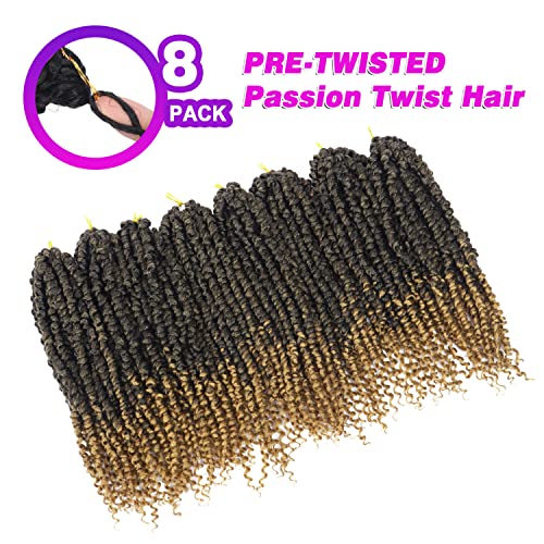 Bileaf Pretwisted Passion Twist Crochet Hair 16 Inch Crochet Passion Twist Hair Pre-Twisted, Pre Looped Ombre Passion Twist Crochet Braids Bohemian Crochet Hair 8 Packs T27 - Image 2