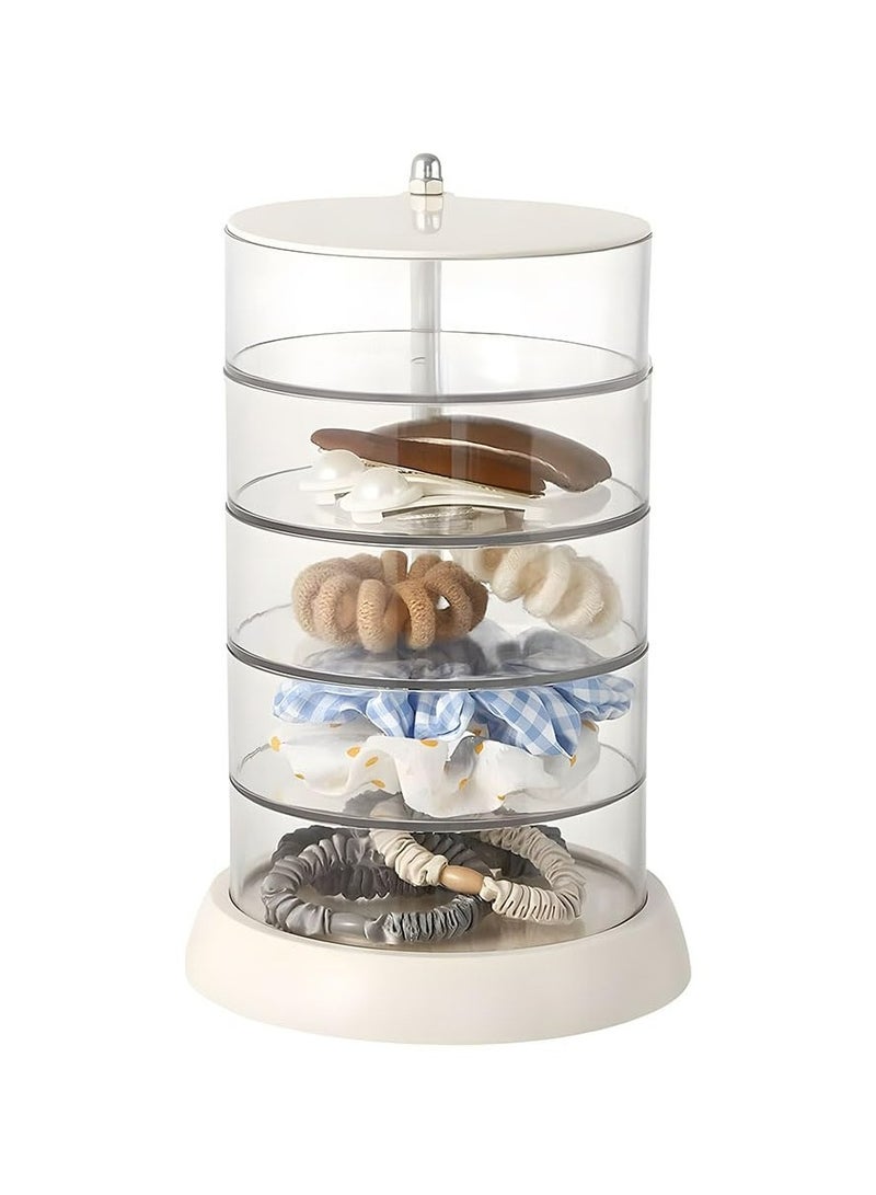 CMGTYYD Hair Accessories Organizer, 360 Rotating Organizer, 5 Layers Jewelry Storage Box With Lid, Easy Classify Storage by Layer Box for Hair Accessories, Earrings Necklaces Bracelets  - Image 1