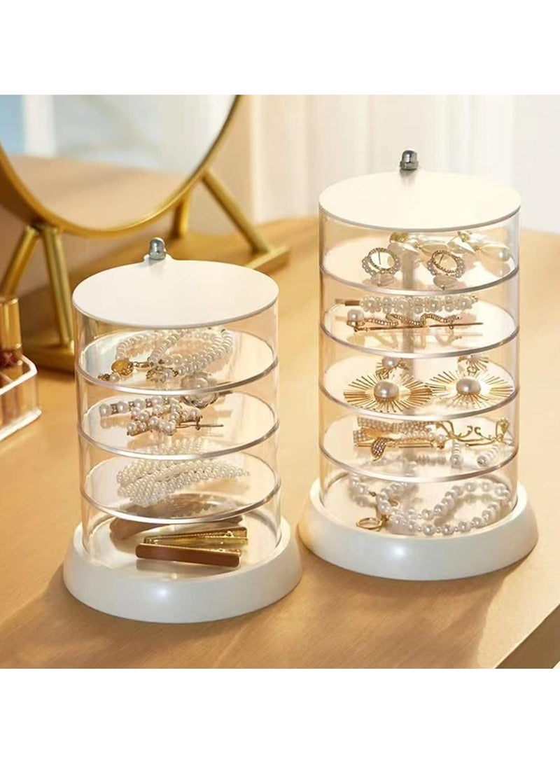 CMGTYYD Hair Accessories Organizer, 360 Rotating Organizer, 5 Layers Jewelry Storage Box With Lid, Easy Classify Storage by Layer Box for Hair Accessories, Earrings Necklaces Bracelets  - Image 3