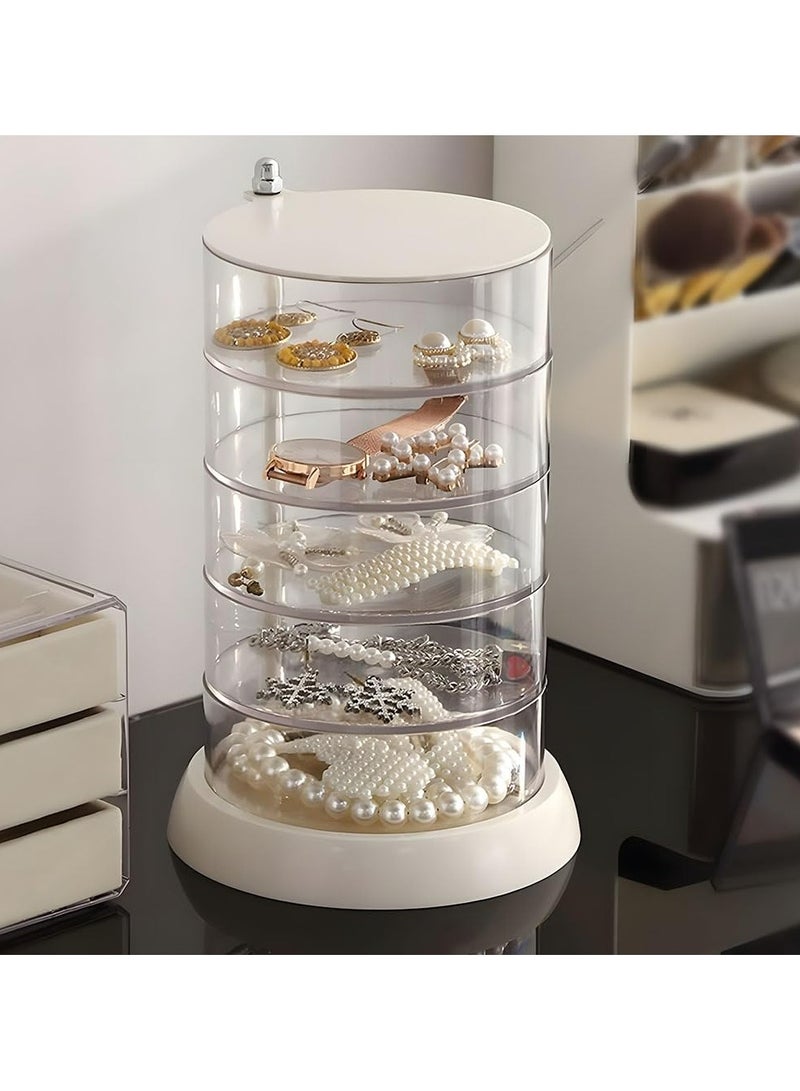CMGTYYD Hair Accessories Organizer, 360 Rotating Organizer, 5 Layers Jewelry Storage Box With Lid, Easy Classify Storage by Layer Box for Hair Accessories, Earrings Necklaces Bracelets  - Image 4