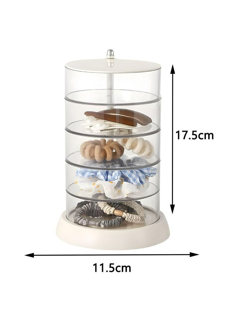 CMGTYYD Hair Accessories Organizer, 360 Rotating Organizer, 5 Layers Jewelry Storage Box With Lid, Easy Classify Storage by Layer Box for Hair Accessories, Earrings Necklaces Bracelets  - Image 5