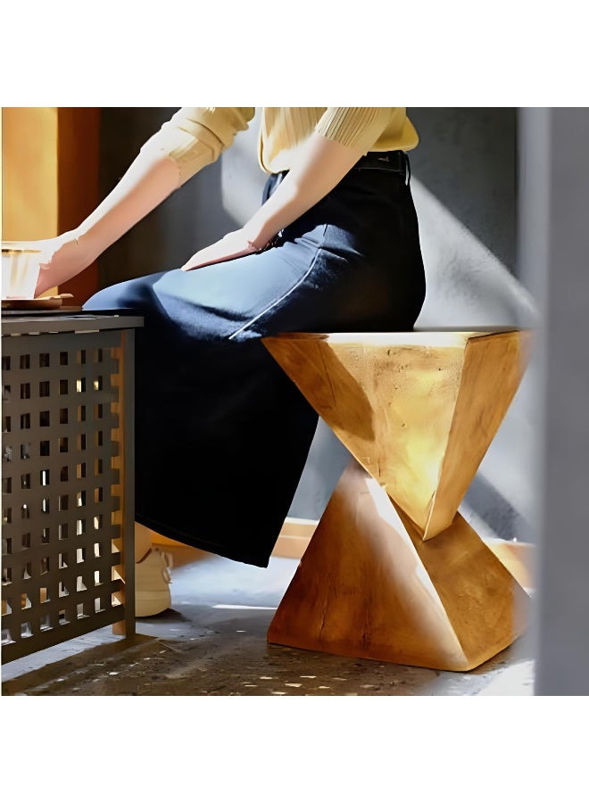 Modern Concrete Art Side Table, Service Table, Lightweight Concrete Small Coffee Table, End Table, Living Room Bedroom Nightstand, BrownBedside Sofa Sides Tables Sitting Chair for Living Room Bedroom Patio - Image 4