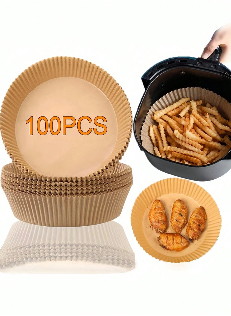 Generic Air Fryer Paper – 100 Pcs Non-Stick & Food-Grade Baking Paper, Round 20 cm, Large Size for Air Fryers, Ovens & Microwaves  - Image 1