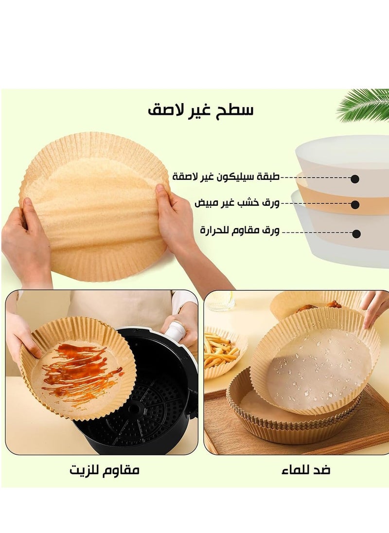 Generic Air Fryer Paper – 100 Pcs Non-Stick & Food-Grade Baking Paper, Round 20 cm, Large Size for Air Fryers, Ovens & Microwaves  - Image 3