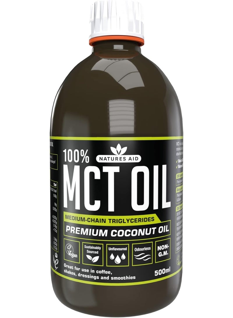 Natures Aid 100 Percent Premium MCT Oil Pure Coconut Derived 500ml - Image 1