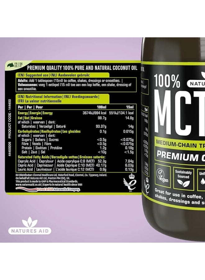 Natures Aid 100 Percent Premium MCT Oil Pure Coconut Derived 500ml - Image 2