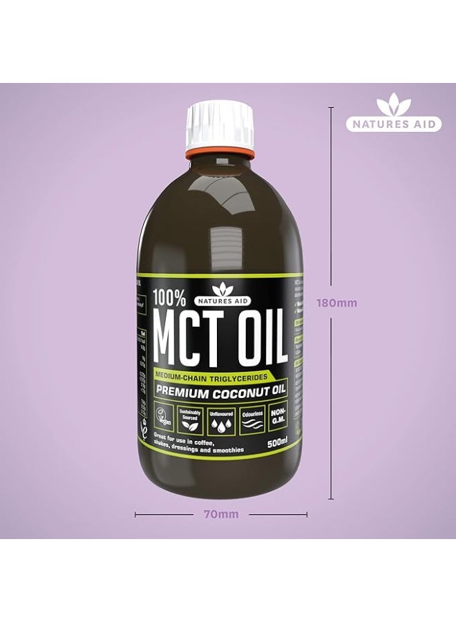 Natures Aid 100 Percent Premium MCT Oil Pure Coconut Derived 500ml - Image 3