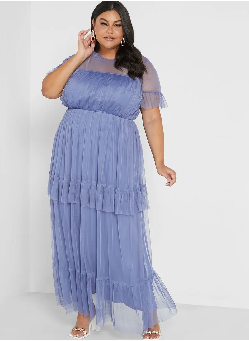 Anaya with Love Curve Tulle Ruffle Detail Dress