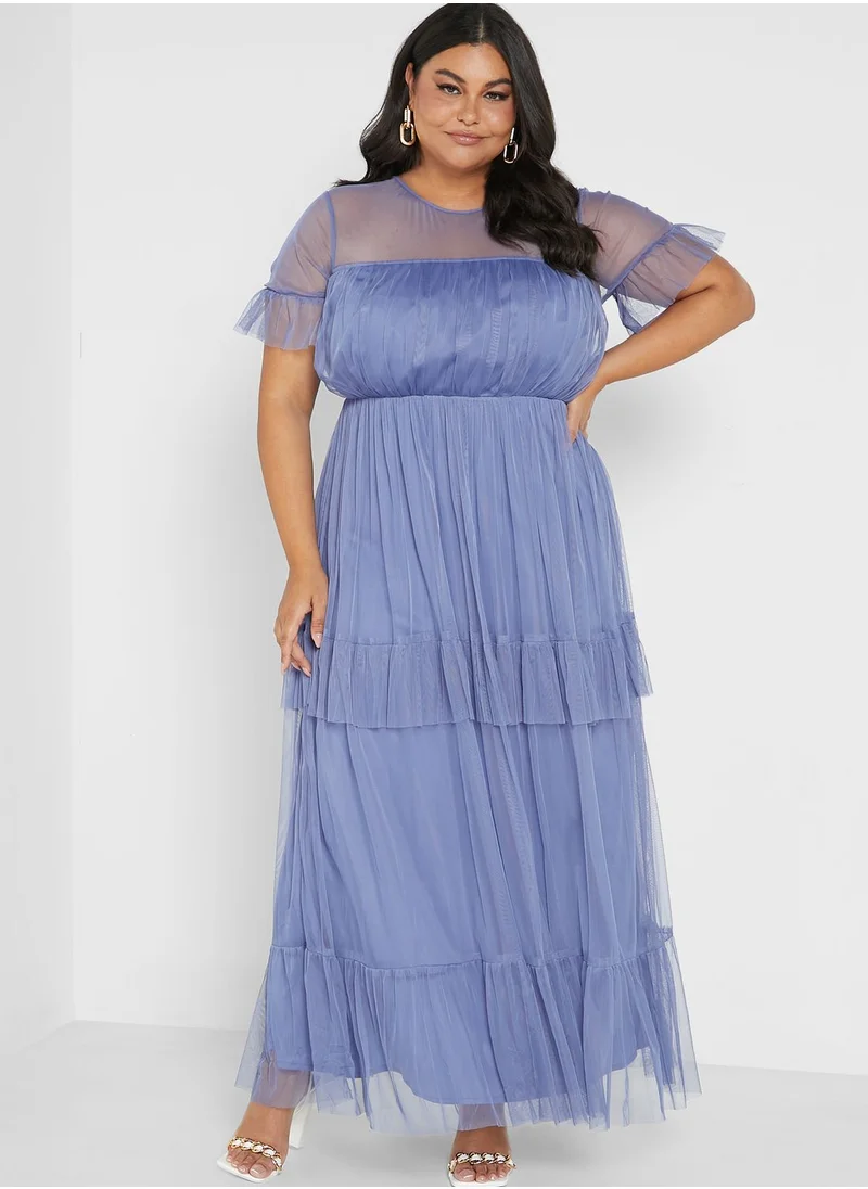 Anaya with Love Curve Tulle Ruffle Detail Dress