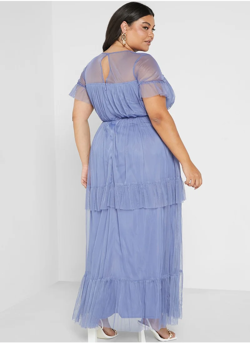 Anaya with Love Curve Tulle Ruffle Detail Dress