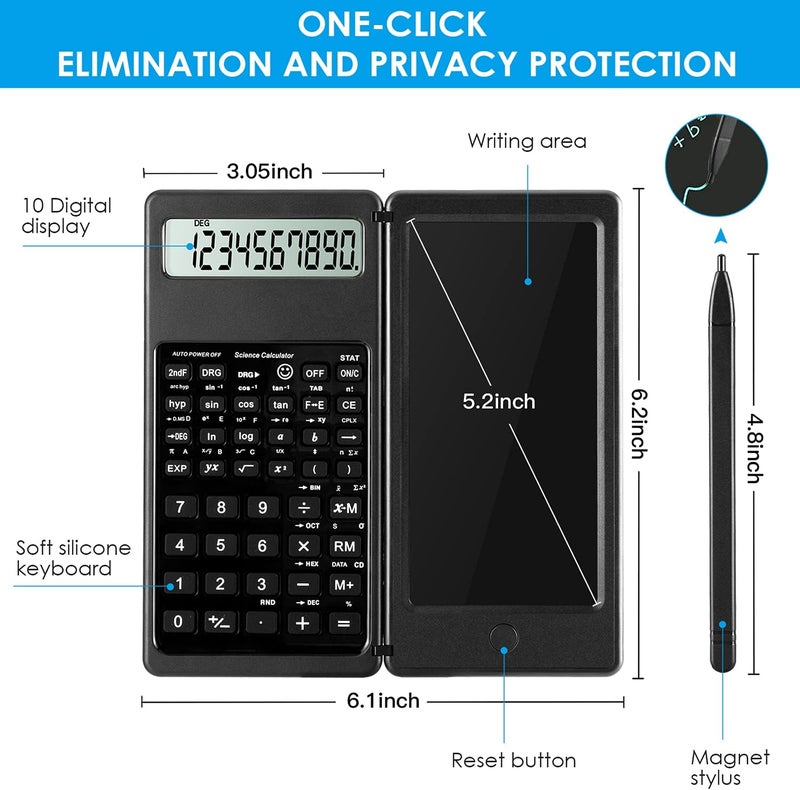 iPepul Scientific Calculators for Students, 10-Digit Large Screen, Math Calculator with Notepad, Classroom Must Haves for Middle High School Supplies & College (Black) - Image 3