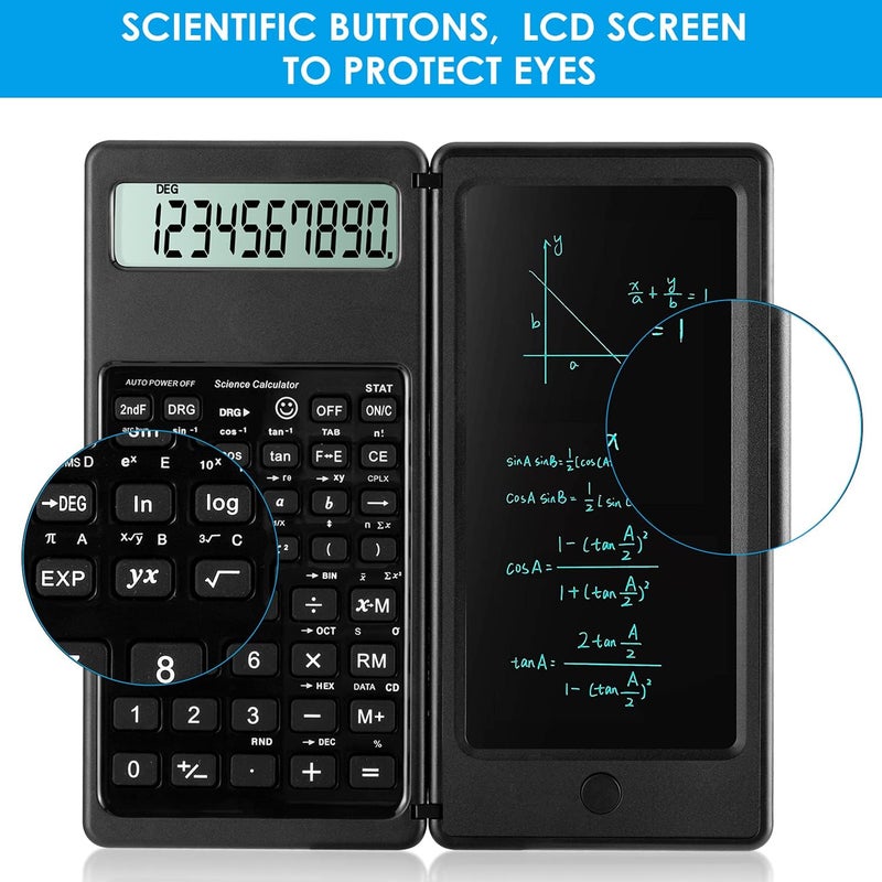 iPepul Scientific Calculators for Students, 10-Digit Large Screen, Math Calculator with Notepad, Classroom Must Haves for Middle High School Supplies & College (Black) - Image 4