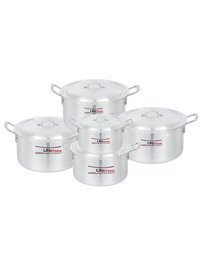 ULTIMAX - Metal Finish Glorious Cooking Pots 5 Pcs Set 2x6 With Durable Handles And Heavy Lids, Dishwasher & Oven Safe, Even Heat Distribution,SS handle for Comfortable Grip, Suitable on Most Stoves, 20-30 cm - Image 1